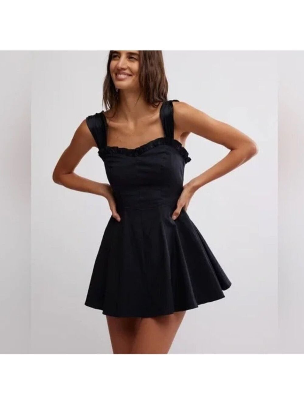 Free People Midnight Magic Mini Voluminous Black Dress Fairy Grunge Bohemian L - Picture 5 of 15